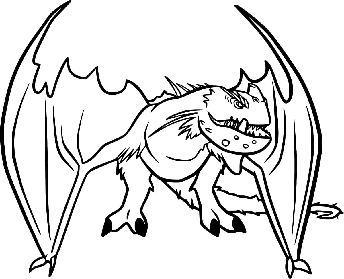 Strašidelný drak s velkými křídly omalovánka