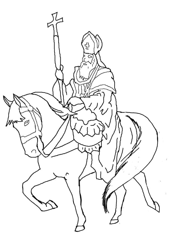 Svatý Mikuláš na koni omalovánka