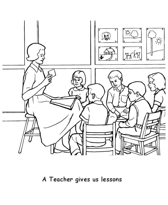 Učitel Nám Dává Lekce omalovánka