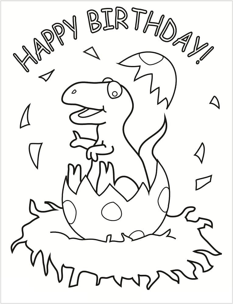 Všechno nejlepší k narozeninám Dinosaur omalovánka
