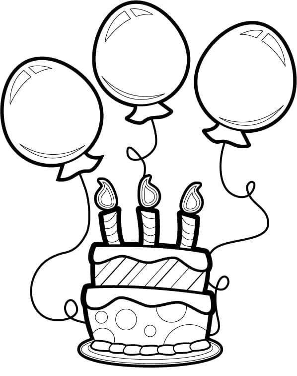Všechno nejlepší k narozeninám dort a balónky omalovánka