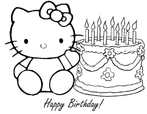 Všechno nejlepší k narozeninám Hello Kitty omalovánka