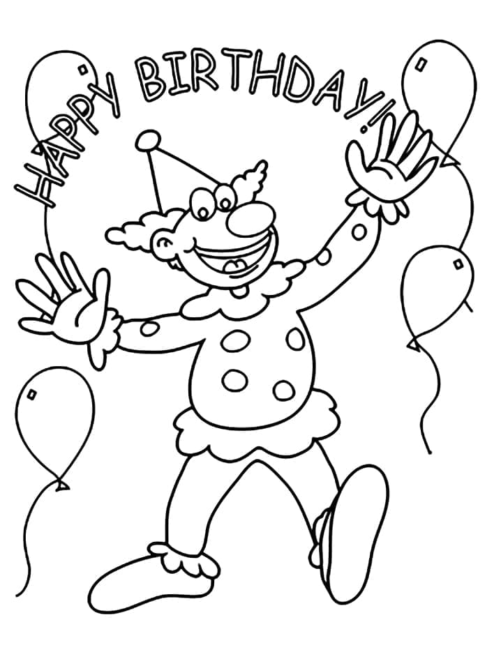 Všechno nejlepší k narozeninám klaun omalovánka
