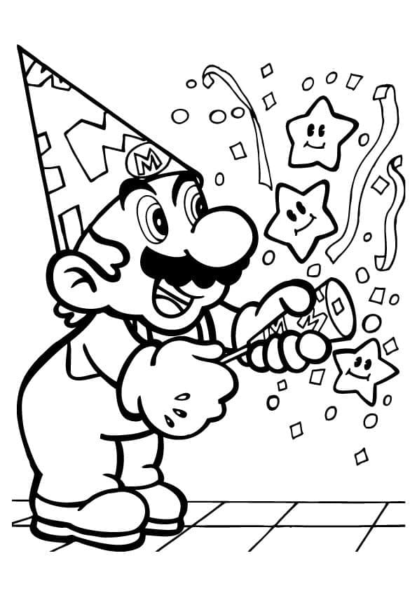 Všechno nejlepší k narozeninám Mario omalovánka