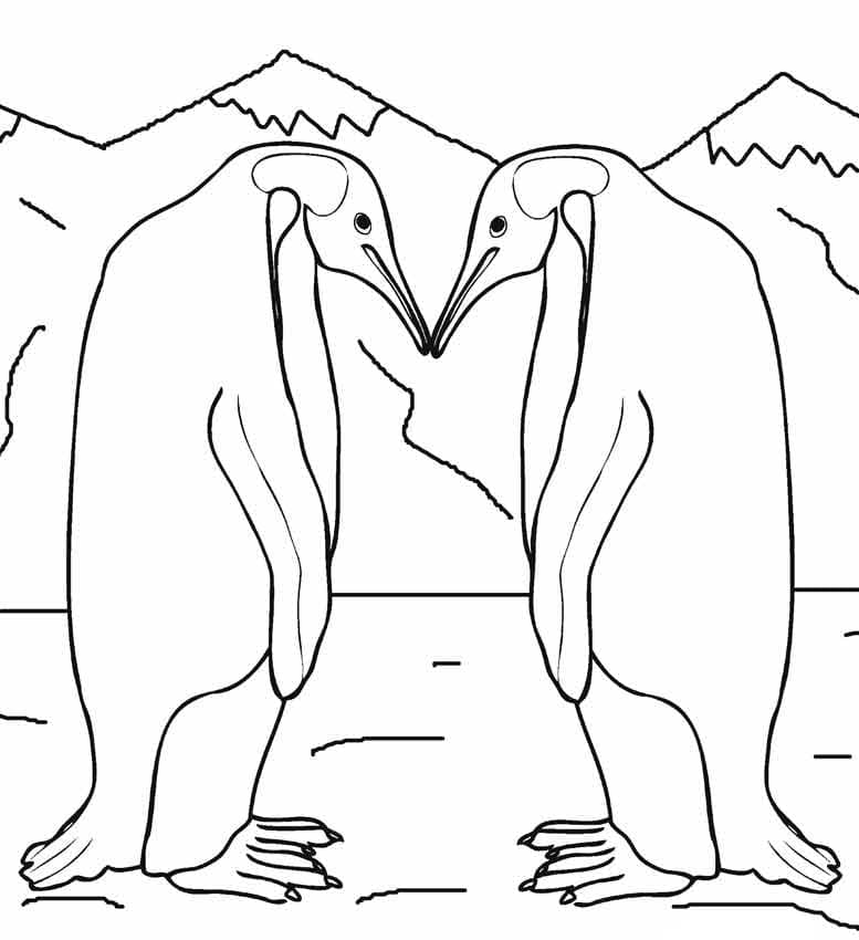 Omalovánka Vytiskněte Dva Tučňáky