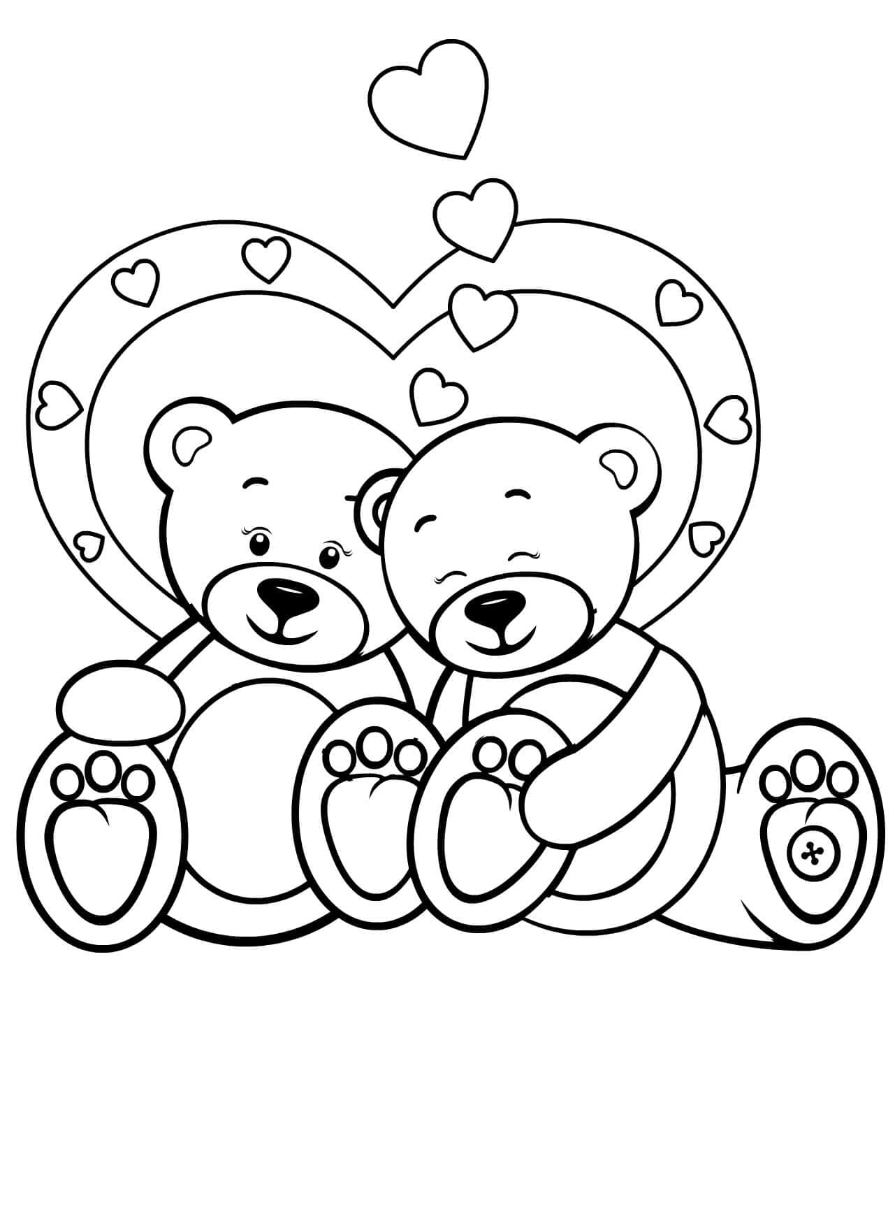 Omalovánka Dva Medvídek V Valentine