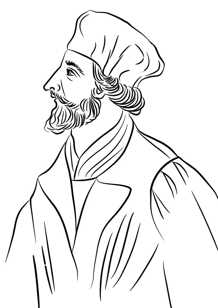 Jan Hus Obrázek k vybarvení omalovánka