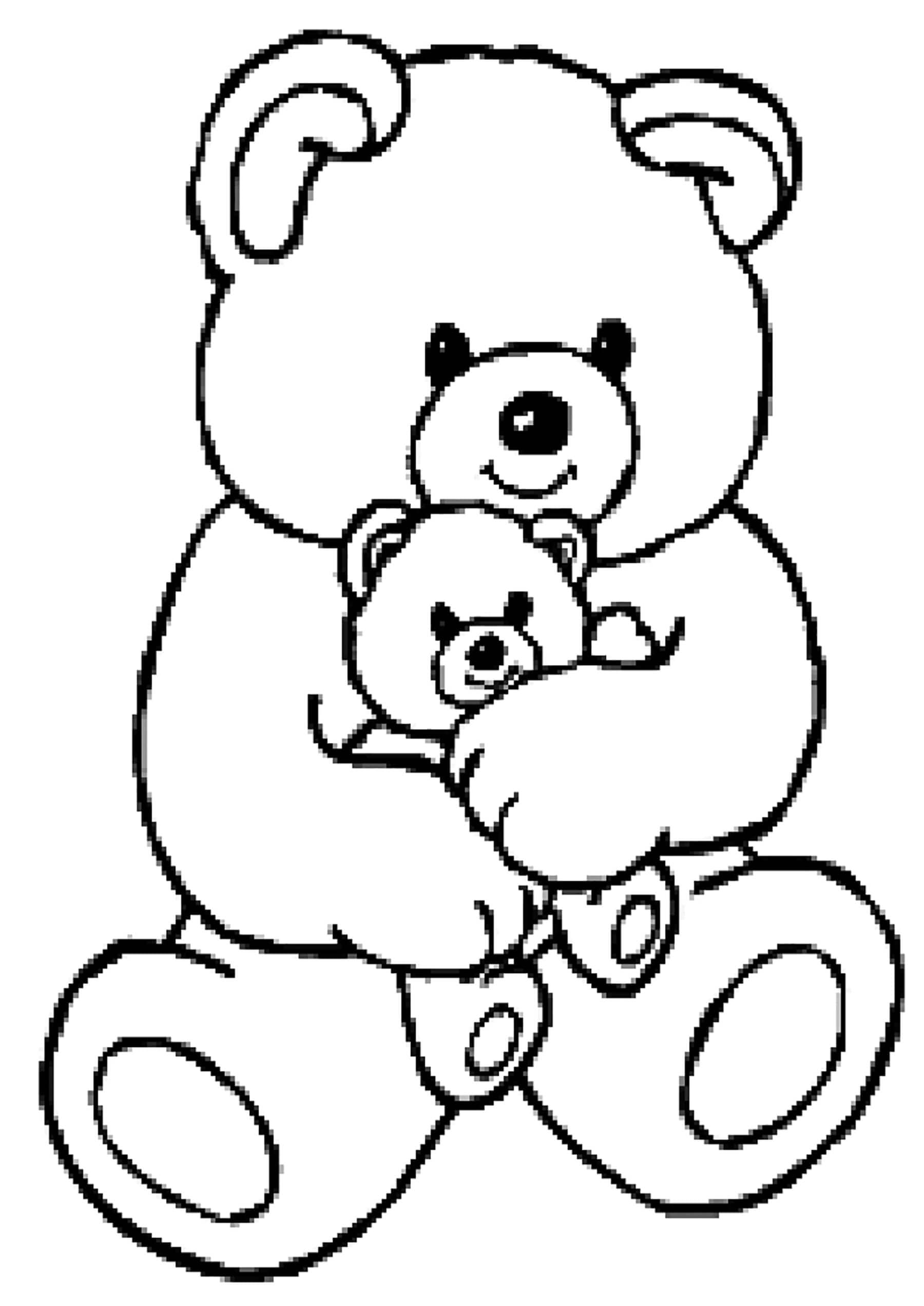 Omalovánka Kreslení Matka A Dítě Medvídek
