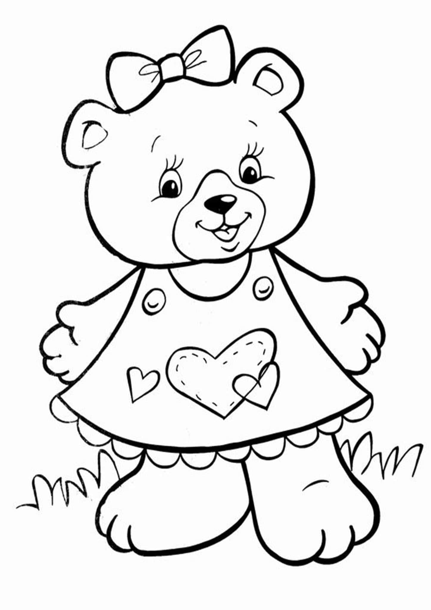 Omalovánka Kreslený medvěd dívka