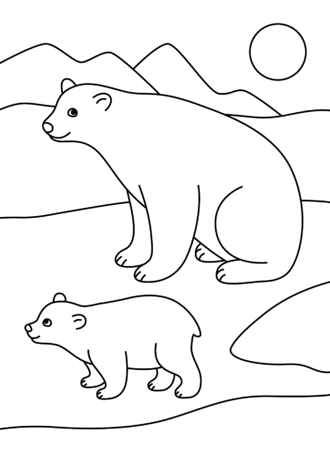 Matka A Dítě Lední Medvěd omalovánka