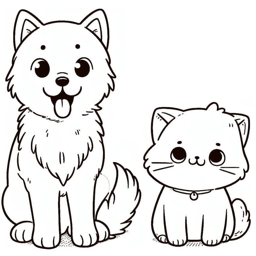 Pes a kočka omalovánka