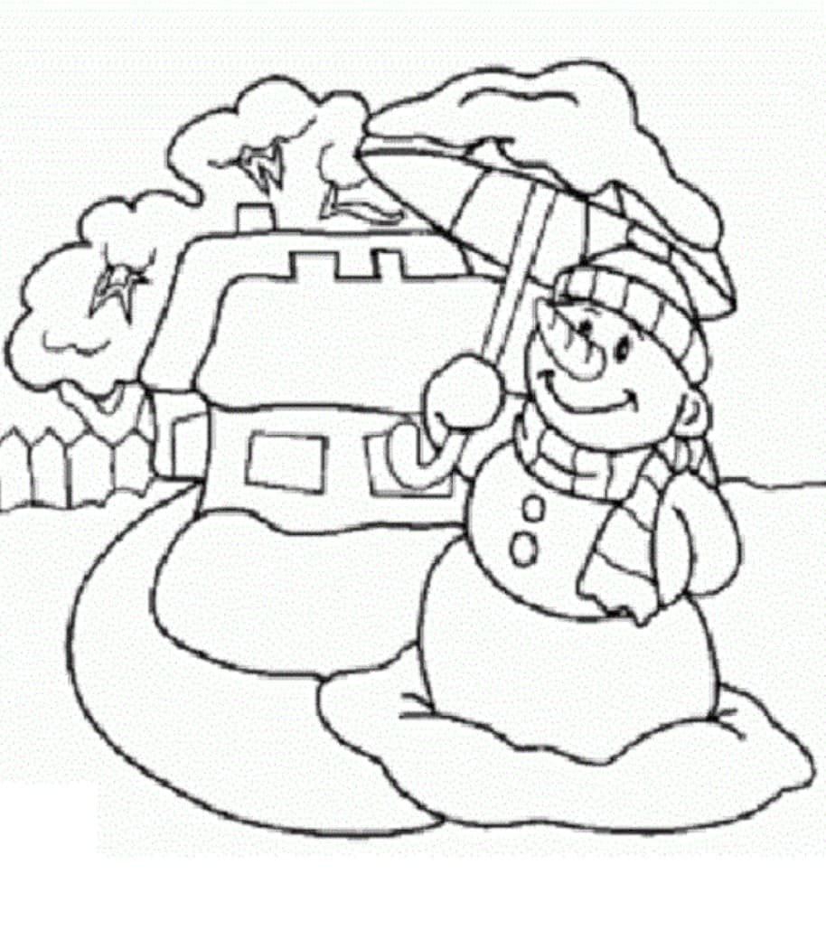 Sněhulák doma omalovánka