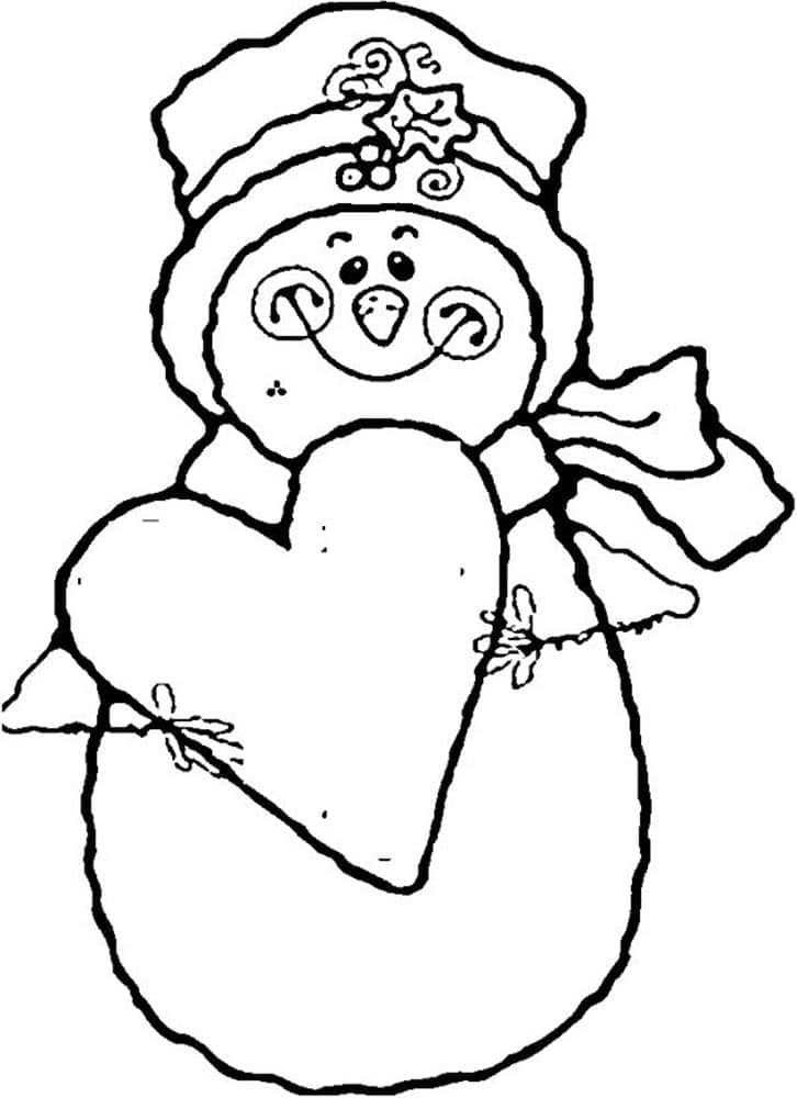 Sněhulák se srdcem pro dítě omalovánka