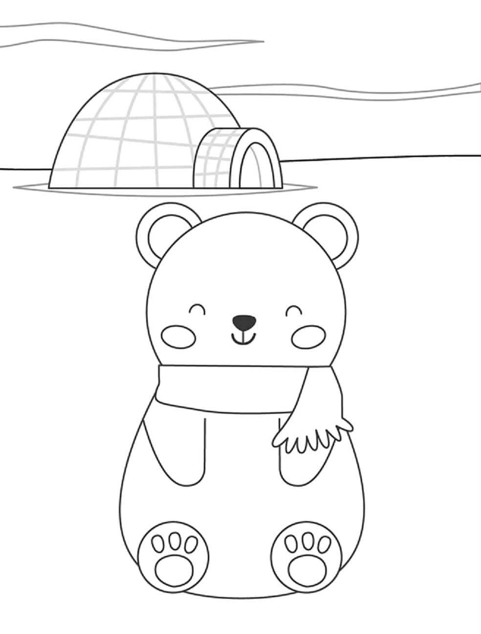Usmívající se kreslený lední medvěd omalovánka