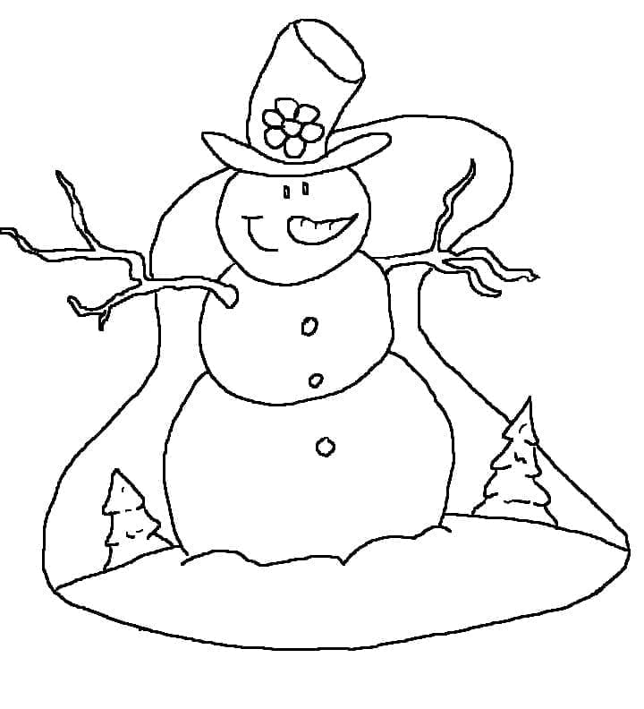 Vánoční sněhulák omalovánka