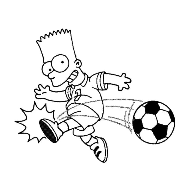 Bart Simpson hraje fotbal omalovánka