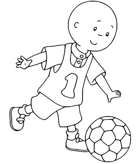 Caillou hraje fotbal omalovánka