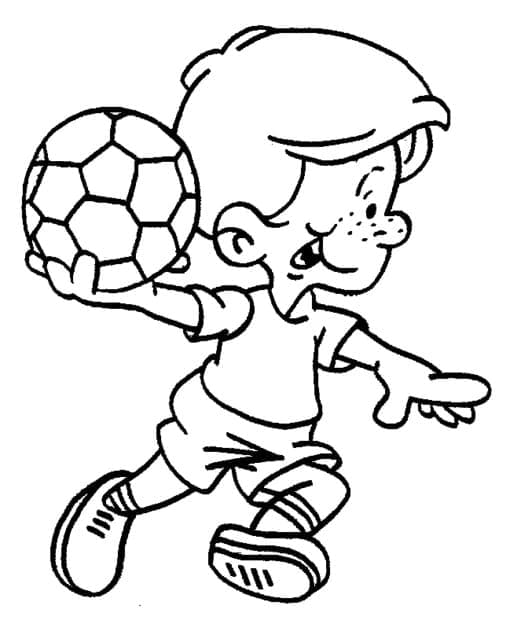 Chlapec hraje fotbal omalovánka