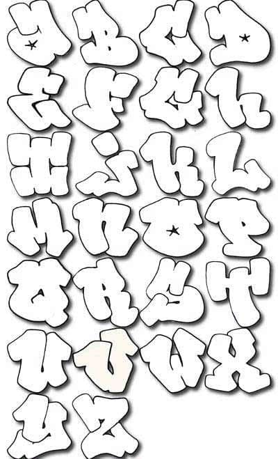Graffiti abeceda zdarma omalovánka