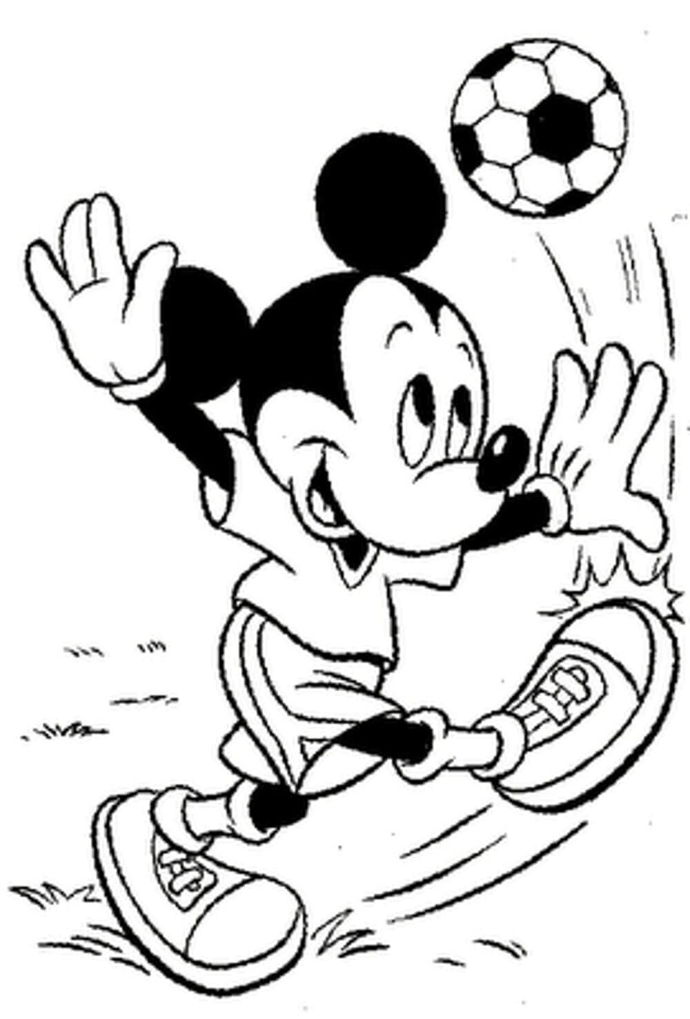 Omalovánka Mickey Mouse hraje fotbal