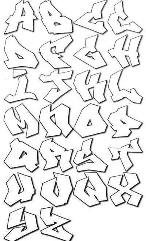 Obrázek abecedy graffiti omalovánka
