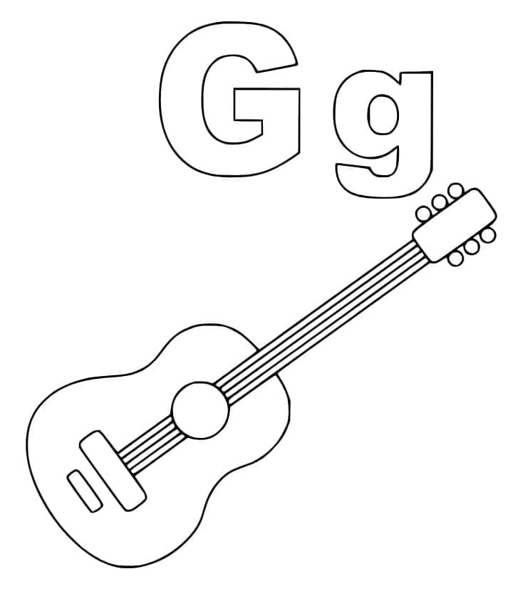 Omalovánka Písmeno G je pro kytaru