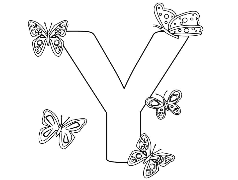 Písmeno Y k tisku pro děti omalovánka