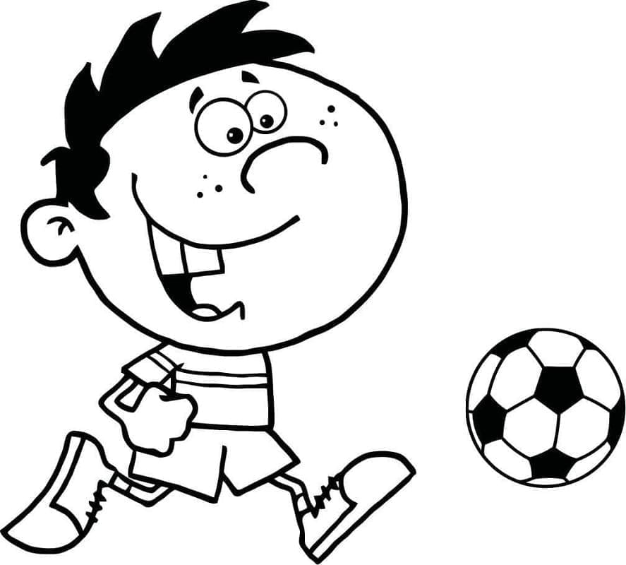 Omalovánka Šťastný chlapec hraje fotbal