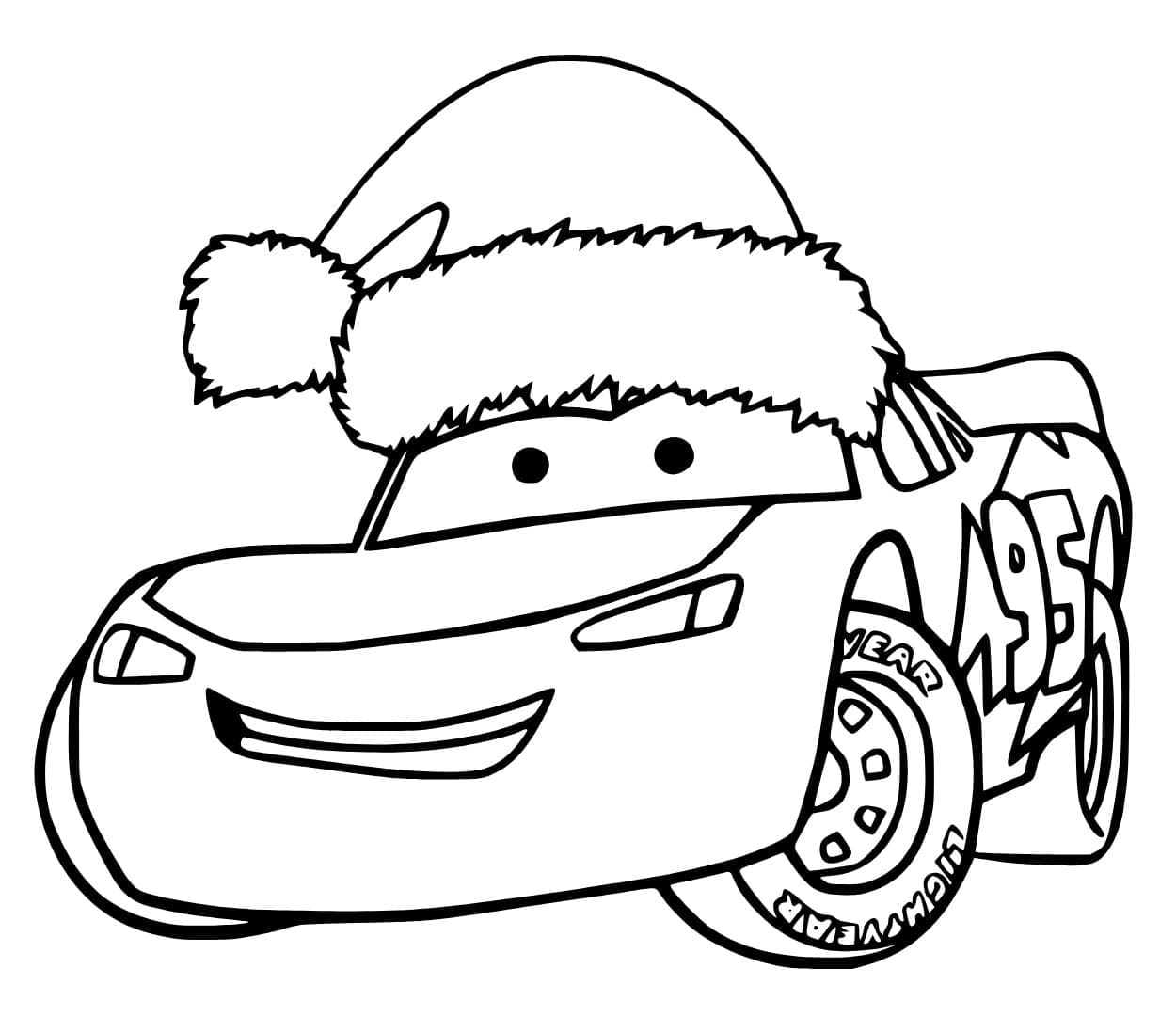 Omalovánka Blesk McQueen s vánoční čepicí