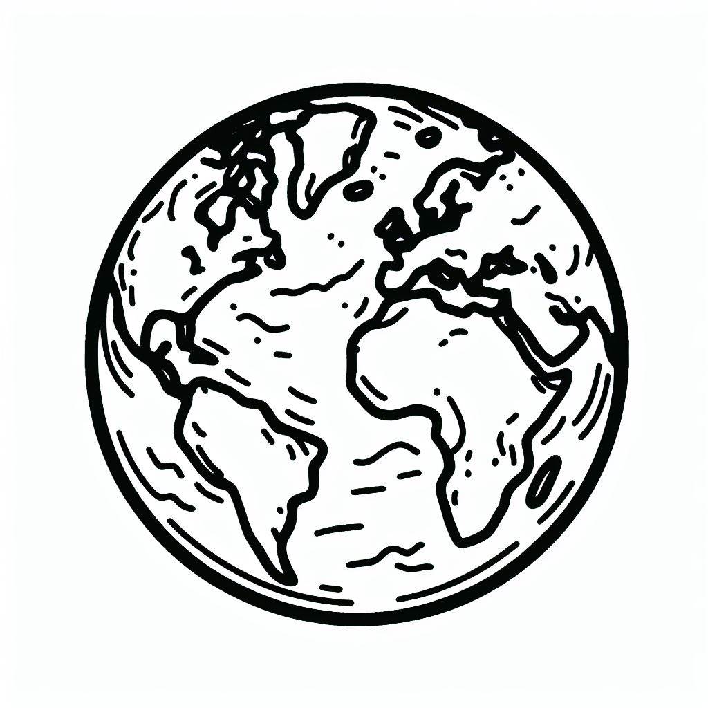 Čárová grafika Země omalovánka
