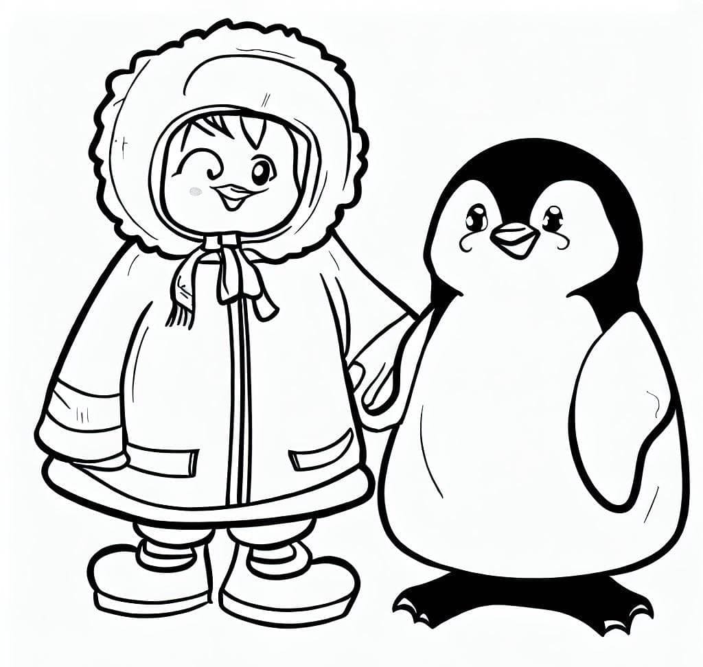 Omalovánka Eskymák a tučňák