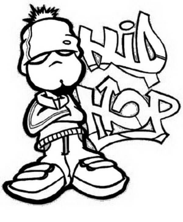 Hip hop a graffiti omalovánka