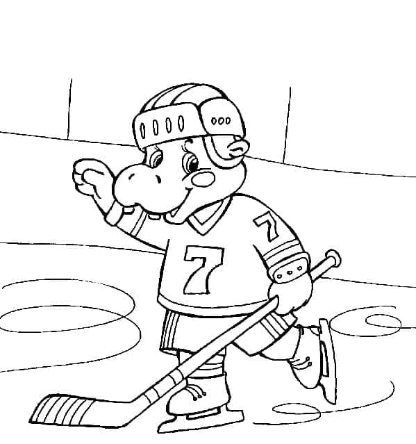 Hroch hraje hokej omalovánka