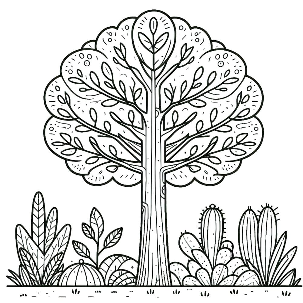 Jednoduchý strom pro děti omalovánka