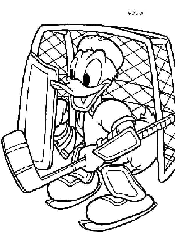 Kačer Donald hraje hokej omalovánka