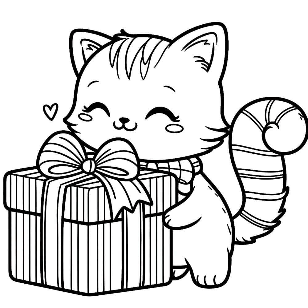 Omalovánka Kočka s dárkem