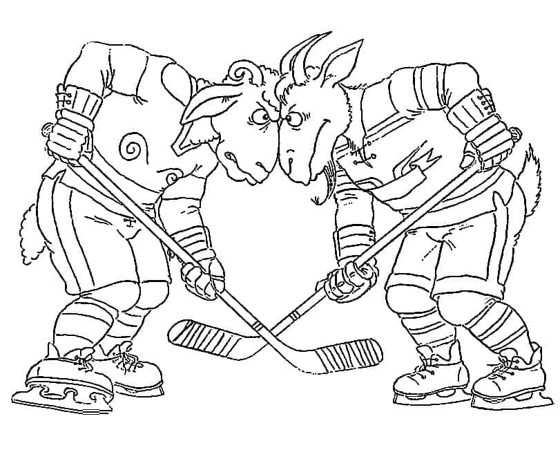 Omalovánka Kozy hrají hokej