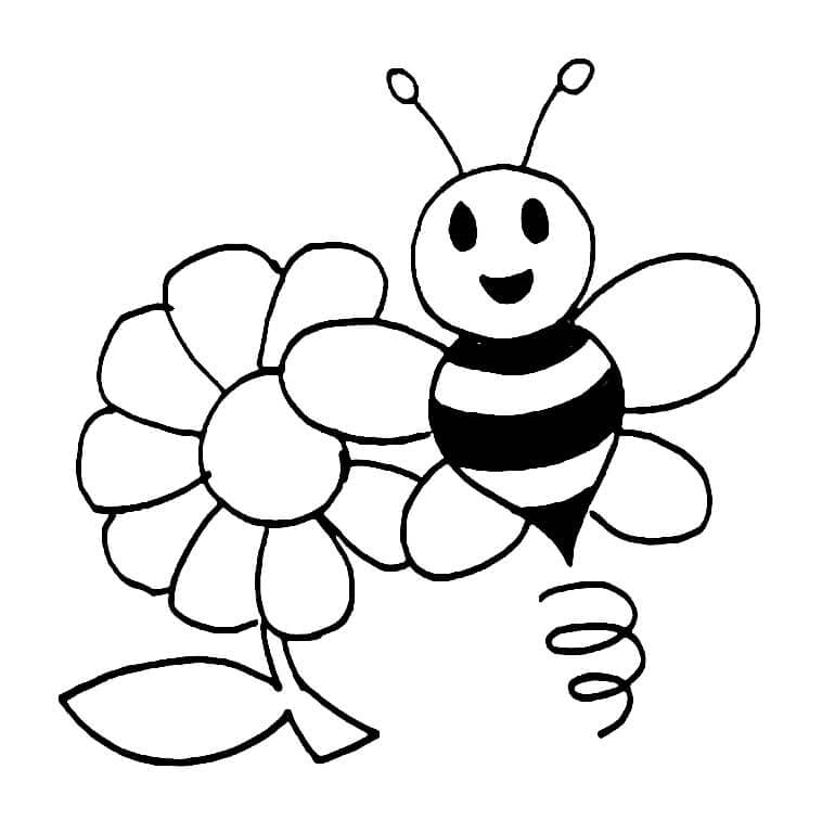 Kreslení včel a květin omalovánka