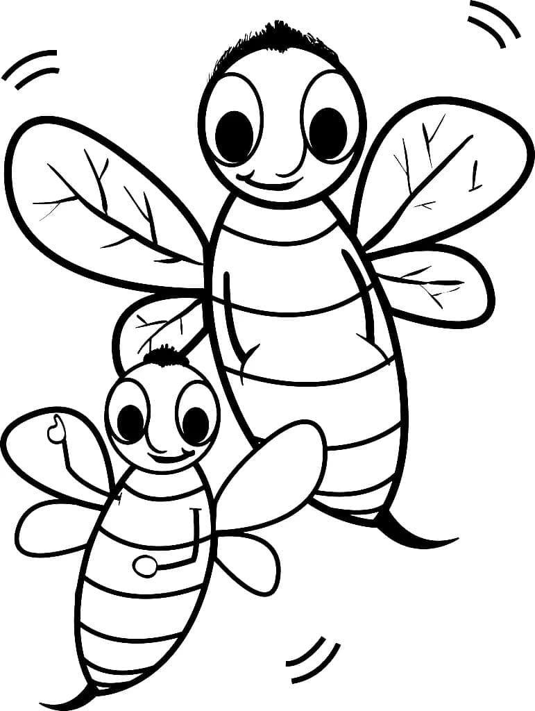 Kreslený dvě včely omalovánka