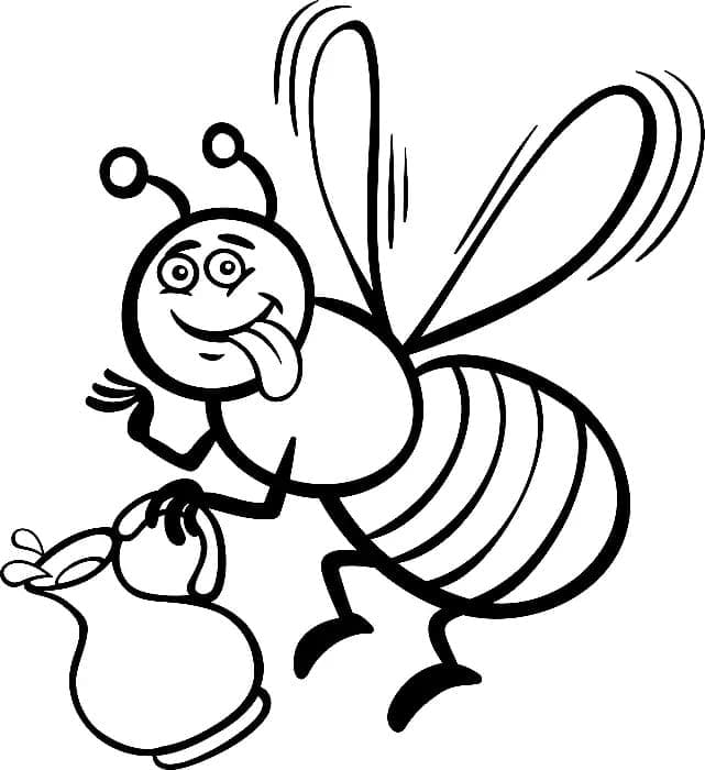 Kreslený obrázek včely medonosné omalovánka