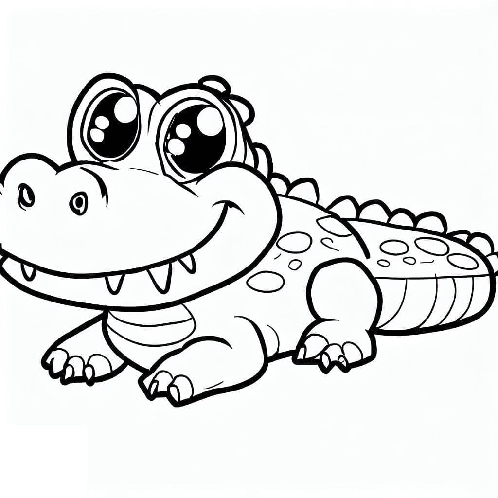 Krokodýl Kawaii omalovánka