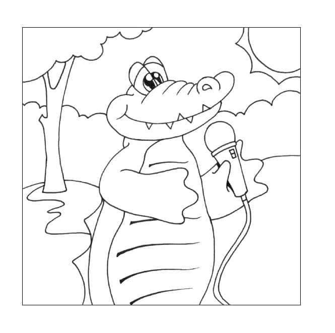 Krokodýl s mikrofonem omalovánka