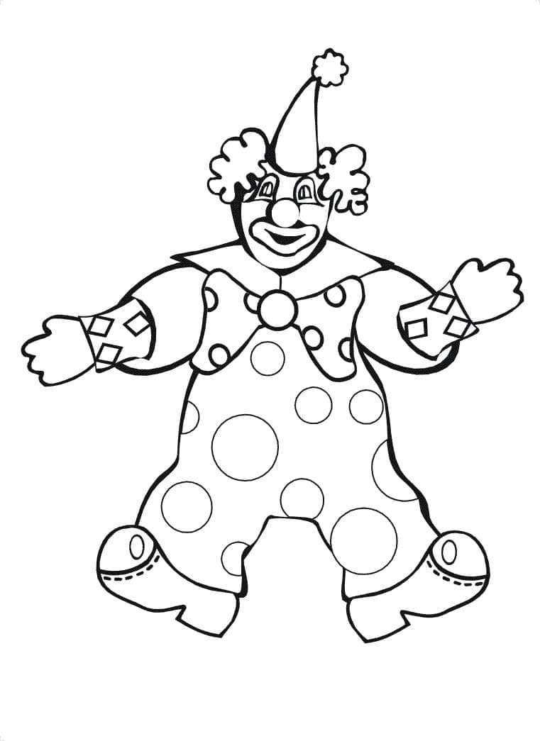 Legrační klaun stojící omalovánka