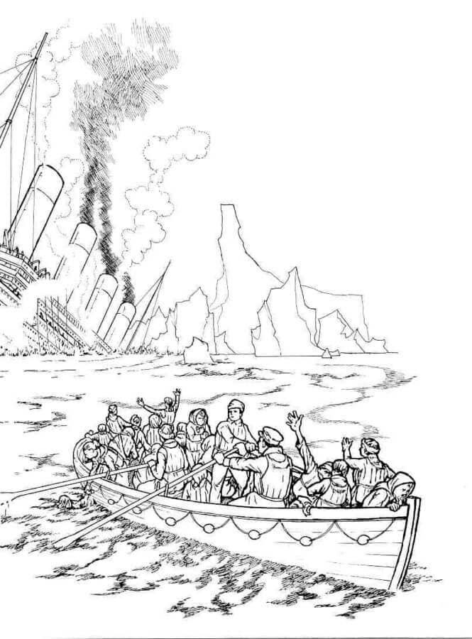 Omalovánka Loď s cestujícími na Titaniku