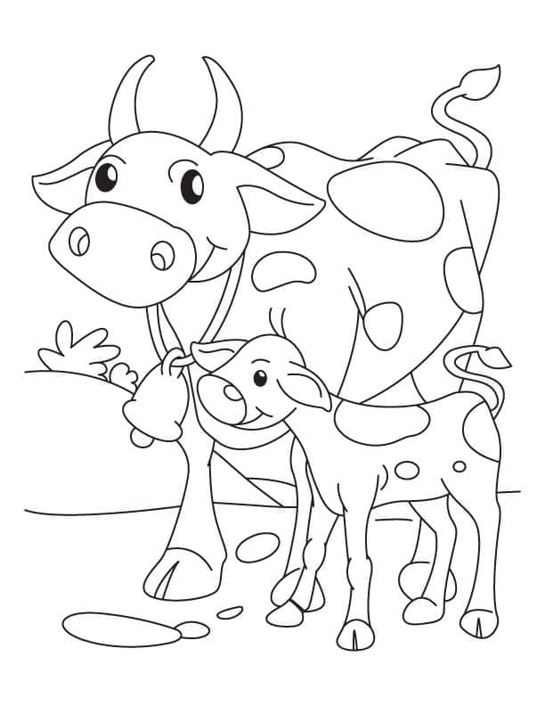 Matka kráva a tele omalovánka