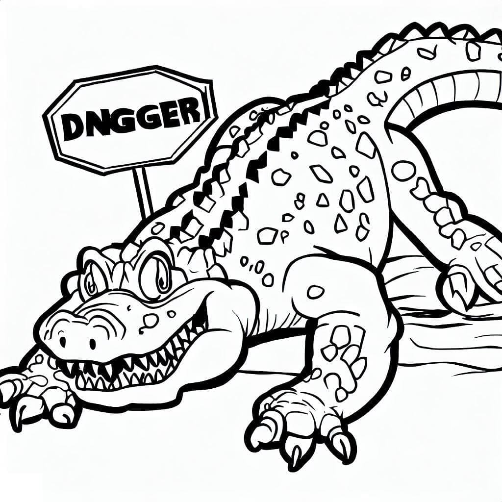 Nebezpečný krokodýl omalovánka