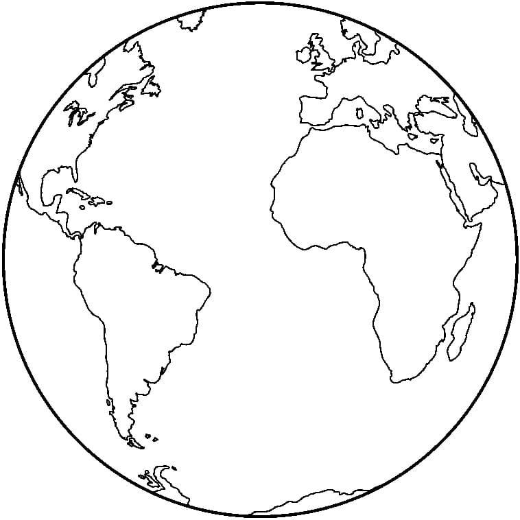 Obrázek Země k tisku omalovánka
