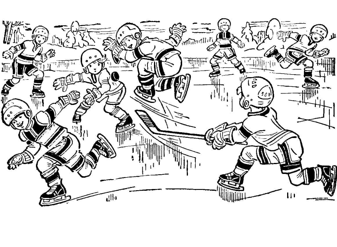 Obrázek hokejového zápasu omalovánka