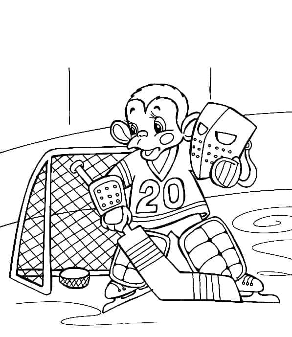 Opice hraje hokej omalovánka