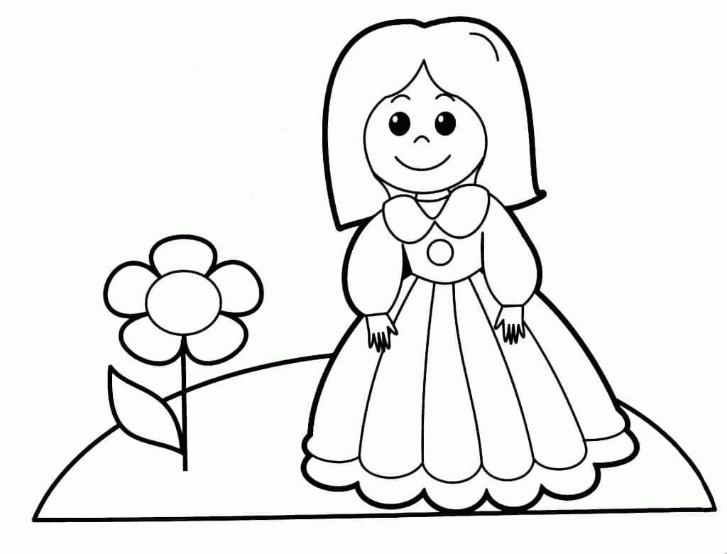 Panenka a květina omalovánka